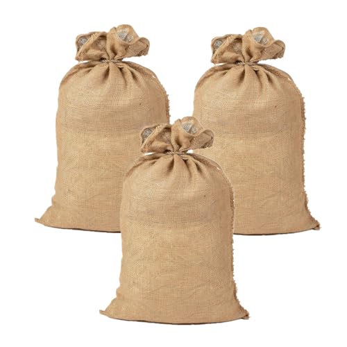 Jutesäcke 105 x 60 cm - 3er Set, Jutesack Universal, 50 kg Traglast - Ökologische Kartoffelsäcke aus 100% Jute - Strapazierfähig, Sackhüpfen, Kartoffelsack, Frostschutz, Nikolaussack von DONGQI