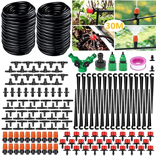 Tropfbewässerung Bewässerung Kit, 30M Garten Micro Drip Bewässerung Automatik Bewässerung Kit Schlauch Tröpfchenbewässerung DIY Gartenbewässerung für Landschaft,Flower Bed,Terrasse Pflanzen gardena Tropfbewässerung Bewässerung Kit, 30M Garten Micro Drip Bewässerung Automatik Bewässerung Kit Schlauch Tröpfchenbewässerung DIY Gartenbewässerung für Landschaft,Flower Bed,Terrasse Pflanzen gardena von DONGQI