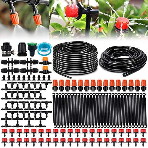 Garten BewässerungsSystem, 193Pcs Bewässerung Kit, 40M+10M Bewässerungsrohre,Automatik Tröpfchenbewässerung Gartenbewässerung Misting Kühlsystem für Landschaft,Flower Bed und Terrasse Pflanzen von DONGQI