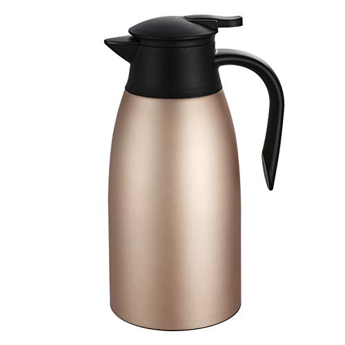 Isolerkanne Thermokanne 2 Liter Edelstahl Kaffeekanne Teekanne Doppelwandig Isoliert Vakuum Thermokaraffe für Kaffee Tee Heiße & Kalte Getränke von DONGS