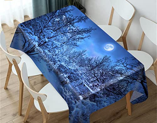 Blau Schnee Tischdecke 100x100 Eckig Tischdecken Abwaschbar für Küche Geburtstag Party, Polyester Wasserabweisend Tischdecke für Garten Picknick Camping Outdoor Wetterfest von DONGSHAN