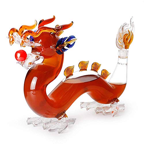 DONGSHUAI 1000 ml Animal Whiskey Decanter Dragon-Shaped Liquor Decanter mit Stopfen Handgeblasenes bleifreies Kristallglas Weinflasche Vater Ehemann von DONGSHUAI