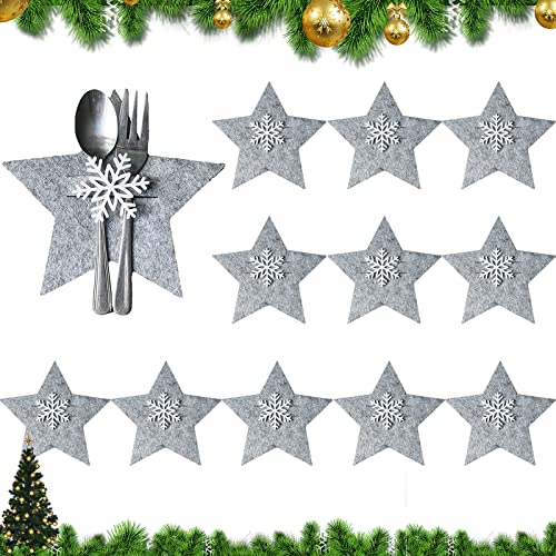 DONGSZQ Gabel Weihnachtsdeko,12 Stück Bestecktaschen Weihnachten,Weihnachtsbesteck Tasche,für Tischparty, Ornament, Abendessen, Bestecktaschen Christmas Party Decoration von DONGSZQ