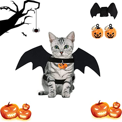 Haustier Fledermaus Kostüm, Halloween Haustier Kostüm,Hund Fledermaus Kostüme,Katze Fledermaus Kostüm,mit 2Pcs Pumpkin Bell,für Haustiere Hunde und Katzen,Halloween Partys von DONGSZQ
