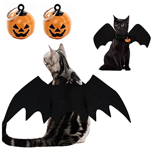 Haustier Fledermaus Kostüm, Halloween Haustier Kostüm,Hund Fledermaus Kostüme,Katze Fledermaus Kostüm,mit 2Pcs Pumpkin Bell,für Haustiere Hunde und Katzen,Halloween Partys von DONGSZQ