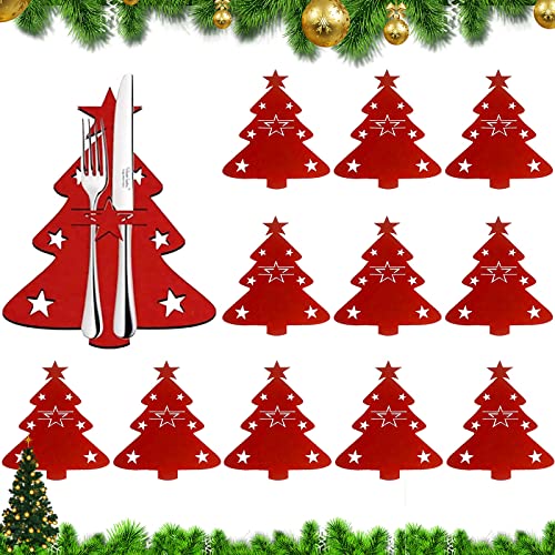 DONGSZQ Gabel Weihnachtsdeko,12 Stück Bestecktaschen Weihnachten,Weihnachtsbesteck Tasche,für Tischparty, Ornament, Abendessen, Bestecktaschen Christmas Party Decoration von DONGSZQ