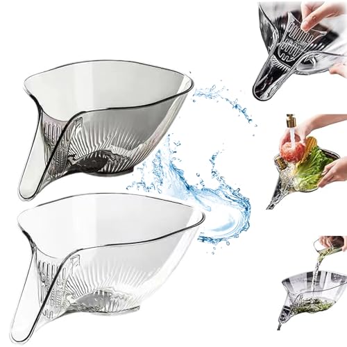 2 Stück Multifunktionaler Abtropfkorb, Abtropfkorb Trichter, Haushalts-Küchenutensilien, Lebensmittel-Abtropfkorb, Siebkorb Mit Trichter Zum Waschen Von Gemüse und Obst von DONGZQAN