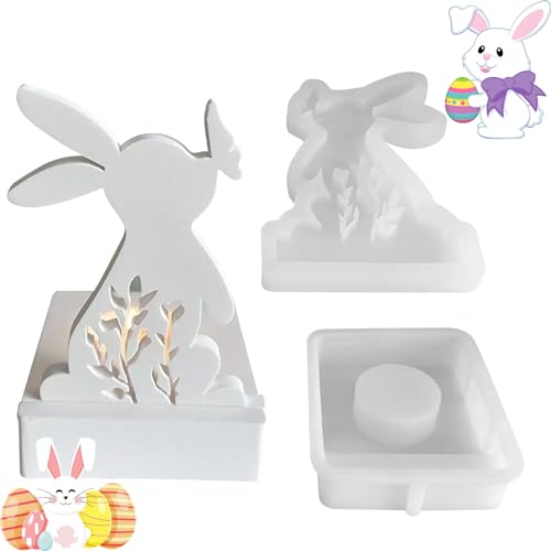 3D Osterhase Silikonform Kerzenhalter, Osterhase Kerzenständer, Osterhase Silikonform for Gips, Kerzen Basteln Oster-Diy-Geschenke (Rabbit Candlestick) von DONGZQAN