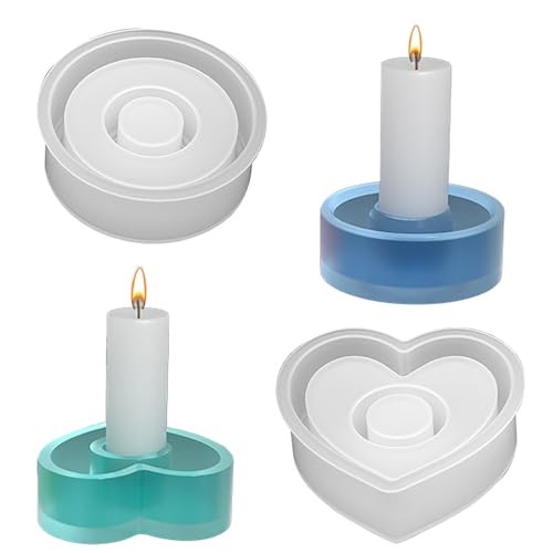 Round Silicone Mould Candle Holder, Harz Epoxid Gießform Kerzenhalter, Runder Silikonform Kerzenhalter Stabkerze, als Halloween- Und Weihnachtskerzenformen. von DONGZQAN