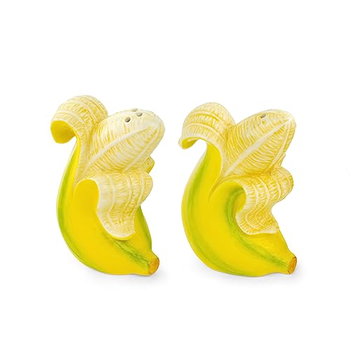 Banana Romance Salt & Pepper, Salz- und Pfefferstreuer Set in Bananen-Form, 2 Stück von DONKEY