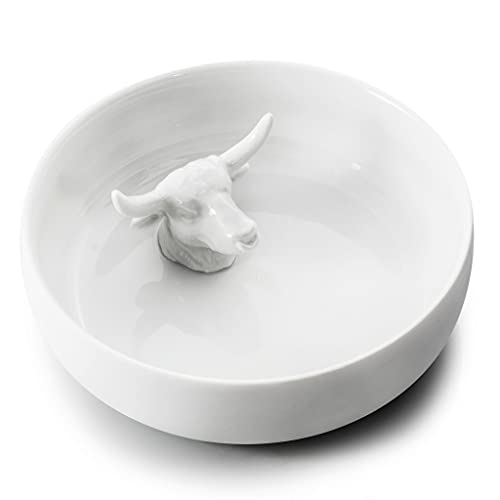 Donkey Products Zoo Bowl EL Toro Schale mit Stierkopf aus Porzellan in der Farbe Weiß, Größe: 18x18x6 cm, 210127 von DONKEY