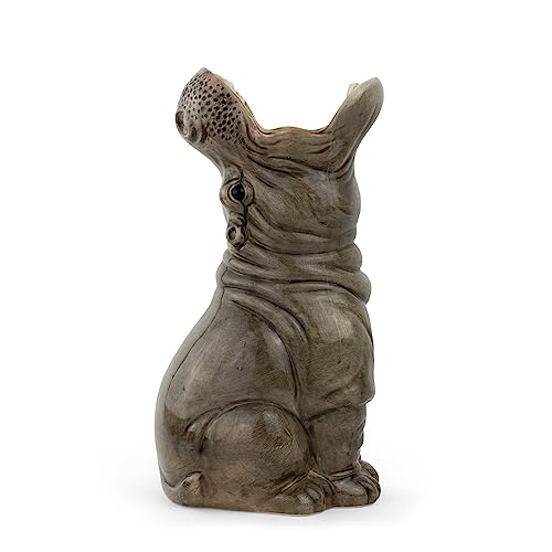 Hunrgy Hippos Vase, handbemalte Nilpferd Vase, ca. 30 cm Grau von DONKEY