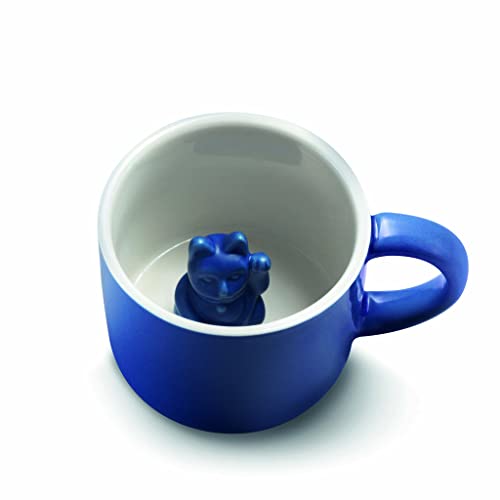 MANEKI NEKO Lucky Mug | Dark Blue Tasse mit Winkekatze Lucky Cat Glückstasse Kaffeebecher Teebecher in dunkelblau von DONKEY