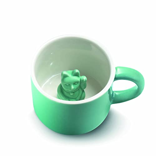 MANEKI NEKO Lucky Mug Turquoise | Tasse mit Winkekatze Lucky Cat Glückstasse Kaffeetasse Teetasse in türkis von DONKEY