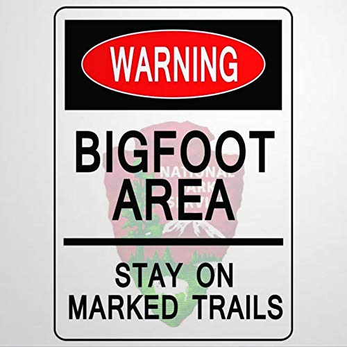 DONL9BAUER Metall-Blechschild Bigfoot Warnung National Park Service NPS Pfeilspitze, Wanddekoration, wasserdichtes Aluminiumschild, Wandkunst, Wandschild für Zuhause, Büro, Männerhöhle, Bar, Garage von DONL9BAUER
