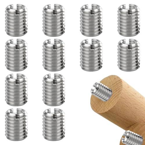 12 Stück Gewindehülse,Gewindeeinsatz M12 auf M10,Edelstahl Gewindeadapter Set,15mm Gewindeeinsätze,Reduziermutter mit Außengewinde Gewindereduziermutter für Automobilen Mechanischen Geräten von DONOONIS