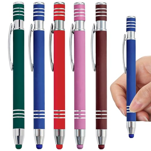 5 Stück Kugelschreiber mit Touchpen, 2 in 1 Touch Pen Stift,Ergonomische Handystift,Kugelschreiber Set Bunte,Tablet Stif,Universal Touch Pen für iPad Kindle Tablet Smartphone Touchscreen von DONOONIS