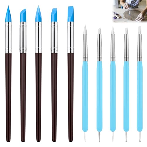 DONOONIS 10 Stück Modellierwerkzeug,Modellierwerkzeug Ton,Ton Werkzeug Set,Töpferwerkzeug Set,Polymer Clay,Modellierwerkzeug Ton,Pottery Clay Tool Für Modellierung Keramik Skulptur. von DONOONIS