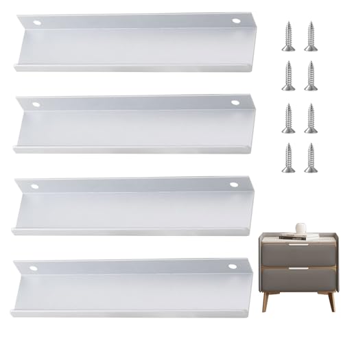 DONOONIS Versteckter Türgriff Schrankgriffe,4 Stück Unsichtbare Möbelgriffe Moderne,Küchengriffe Aluminium Schubladengriffe,Weiß Versteckter Möbelgriff,für Kleiderschrank Tür schubladen griffe von DONOONIS