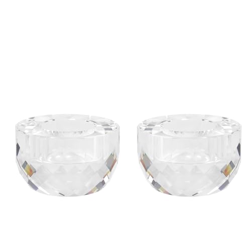 Donoucls Kristall-Teelichthalter, 2er Set – Handgeschliffene Klare Kristall-Kerzenständer (8 cm × 5 cm) für stilvolle Dekoration mit Teelichtern von DONOUCLS