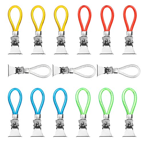 DONQL 15 Stück Handtuchklammer Handtuch-Haken Bunt Ersatz-Ösen Haken Küche Geschirrtücher Haken Set Handtuch Haken Handtuchclips Handtuchhalter-Clips für Bad Kücher 5 Farben von DONQL