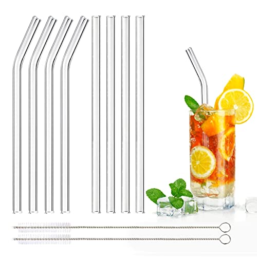 DONQL 8 Stück Glasstrohhalme Wiederverwendbar Glas Trinkhalme Umweltfreundlich Trinkhalme aus Glas mit 2 Reinigungsbürsten Transparent Länge 20cm Perfekt für alle Getränke Milch (Gerade & Gebogen) DONQL 8 Stück Glasstrohhalme Wiederverwendbar Glas Trinkhalme Umweltfreundlich Trinkhalme aus Glas mit 2 Reinigungsbürsten Transparent Länge 20cm Perfekt für alle Getränke Milch (Gerade & Gebogen) von DONQL