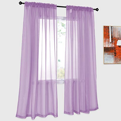 DONREN 2 Vorhänge, einfarbig, lila, transparent, elegant, für Schlafzimmer, Wohnzimmer (132 x 213 cm) von DONREN