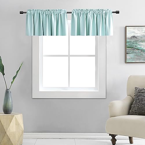DONREN Aqua Room Verdunklungsvolant für Fenster – Stangentasche Küche Verdunkelung Fenster Behandlung Volants (2 Panels, 106 x 45 cm) von DONREN