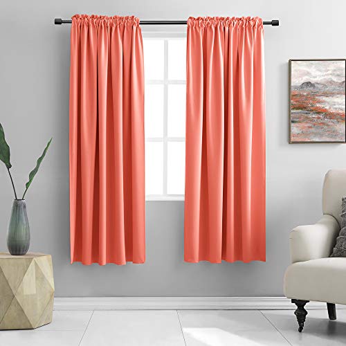 DONREN Coral Verdunkelungsvorhang mit Stangentasche – Raumverdunkelung, wärmeisolierte Gardinen Vorhänge für Schlafzimmer (132 x 160 cm, 2 Paneele) von DONREN