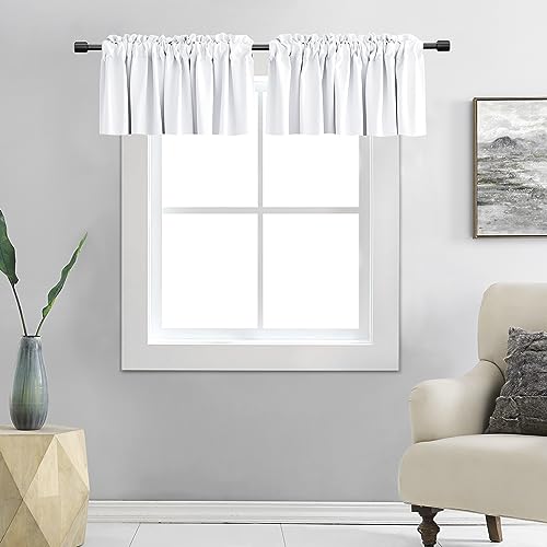 DONREN Reine weiße Volants für Fenster – für Stangentasche, Raumverdunkelung, Küchenvolant (106 cm breit x 30,5 cm lang) von DONREN