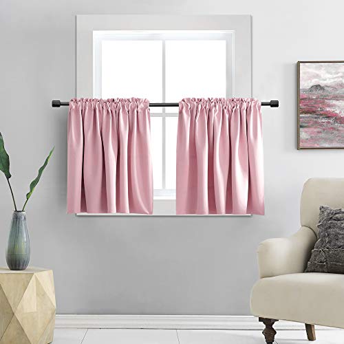 DONREN Rosa kurze Vorhangvolants Gardinen für Mädchenzimmer – Stangentasche, solide Verdunkelungsvorhänge Gardine blickdicht für Kinderzimmer (76,2 x 61 cm, 2 Paneele) von DONREN