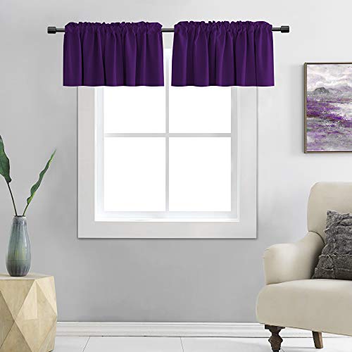 DONREN Royal Purple Fenstervolants für Küche – Verdunkelungsstab-Volants für kleine Fenster (107,7 x 45,7 cm, 2 Paneele) von DONREN