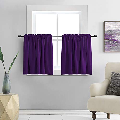 DONREN Royal Purple Kleine Fenster-Verdunkelungsvorhänge – wärmeisolierte Fensterbehandlungsstange mit Stangentaschen, 106,7 x 61,1 cm, 2 Paneele von DONREN