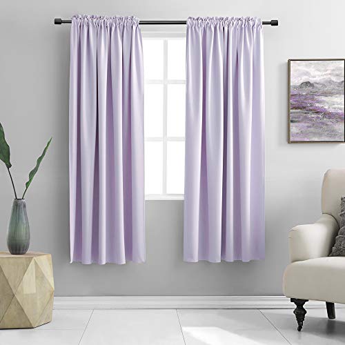 DONREN Verdunkelungsvorhang für Schlafzimmer – Stangentaschen-Verdunkelungsvorhänge für Esszimmer (hellviolett, 42 x 72 cm (B x L), 2 Paneele) von DONREN