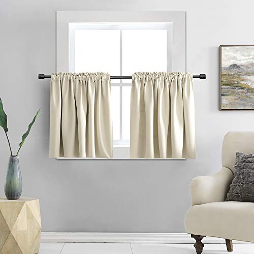 DONREN Vorhänge, 91,4 cm lang, verdunkelnd, für kleine Fenster (30 B x 36 L), 2 Paneele, creme-beige) von DONREN