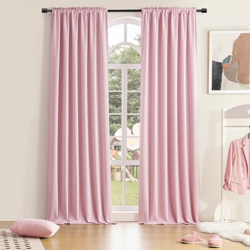 Donren 106,7 cm breite Verdunkelungsvorhänge für Fenster, 2 Paneele 42" x 96" rose von DONREN