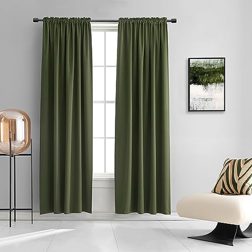 Loden/Dark Olive Green Verdunkelungsvorhänge 132 cm mit 228 cm Länge für Schlafzimmer – 2 Paneele Terrasse Glastür Vorhang Paneele Wohnzimmer Verdunkelung thermisch isolierte Vorhänge von DONREN