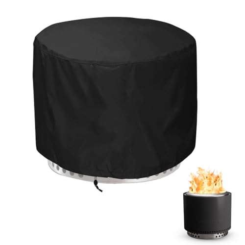 DONSIQIZZ 53.3 cm Feuerschalenabdeckung für Solo Stove Bonfire 2.0, Heavy Duty 600D wasserdichte Feuerstelle Abdeckung Zubehör für Solo Herd Lagerfeuer Rund 53.3 cm x 38.1 cm Outdoor Schwarz von DONSIQIZZ
