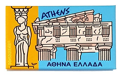 Athen Magnet. KÜHLSCHRANKMAGNET. Modell: Karyatide und Parthenon von DONSOUVENIR