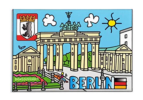 DONSOUVENIR KÜHLSCHRANKMAGNET. MODELL: BRANDENBURG-TÜR. Klassisch. Magnet. 1 Stück. Rot und Gold. Papier. 7,8 x 5,4 cm von DONSOUVENIR