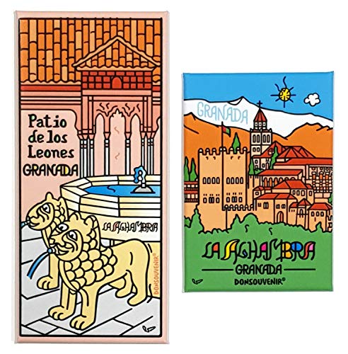 Granada KÜHLSCHRANKMAGNE. Duo Pack: Zwei MAGNETIK. Modell: Alhambra UND Hof DER LÖWEN von DONSOUVENIR