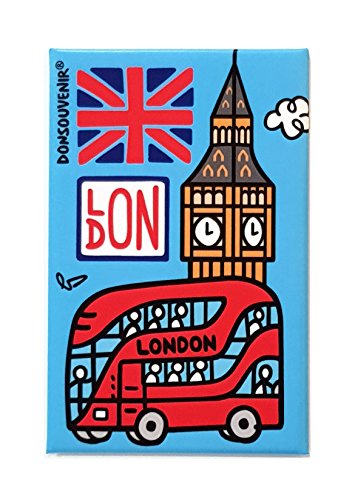 London KÜHLSCHRANKMAGNET. Magnet Modell: London Bus, Flagge UND Big Ben von DONSOUVENIR