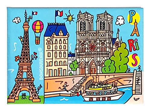 DONSOUVENIR Paris KÜHLSCHRANKMAGNET. Modell: Notre Dame Kathedrale UND Eiffelturm von DONSOUVENIR