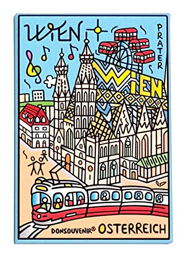 Wien KÜHLSCHRANKMAGNET. Modell: Sankt Stephan UND Rad Prater. Souvenir Wien ÖSTERREICH von DONSOUVENIR