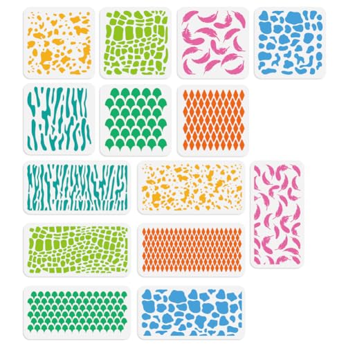 14 Packung Schablonen Mit Tiermustern Malen Wiederverwendbare Schablone Aus Kunststoff Leoparden Schlangenhautmotiv Meerjungfrauenschuppen Bastelschablone Malen Auf Wänden DIY Home Decor Schablone von DOODLREAM