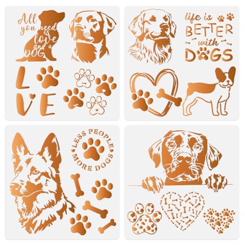 15 Muster Hunde Bastelschablonen 30 x 30cm Wiederverwendbare Welpenpfoten Schablonen Aus Kunststoff Bemalen von Holz Wänden Böden Stoffen DIY Heimdekor Bastelschablone Für Hundeliebhaber von DOODLREAM