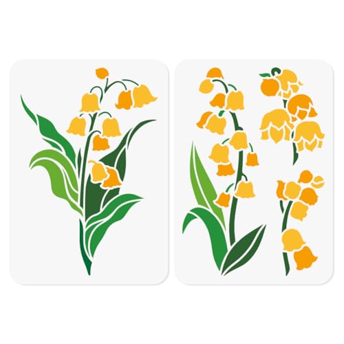 2 Maiglöckchen Schablone Malen. 29.7 x 21cm Wiederverwendbare Zeichenschablonen Aus Kunststoff Blumenmotiv DIY Handwerk Farbe Vorlagen Wand Home Decor Holz Brennen Karte Leinwand Journal von DOODLREAM