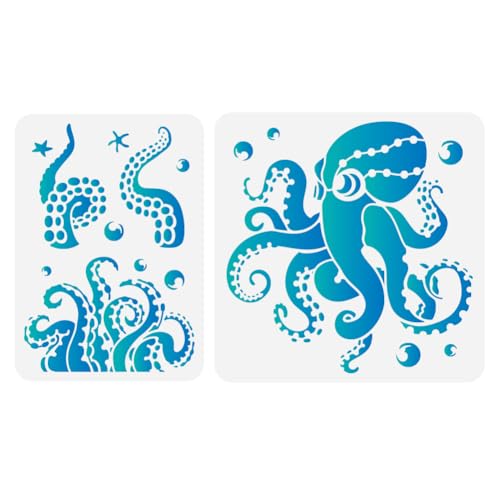 2 Stück Krake Ozeantier Bastel Kunstschablonen. Wiederverwendbare Schablonen Aus Kunststoff Mit Oktopus Tentakeln Zum Holzbrennen Malvorlagen Mit Meerestieren Zum Bemalen von Wänden Holz 2 Stück Krake Ozeantier Bastel Kunstschablonen. Wiederverwendbare Schablonen Aus Kunststoff Mit Oktopus Tentakeln Zum Holzbrennen Malvorlagen Mit Meerestieren Zum Bemalen von Wänden Holz von DOODLREAM