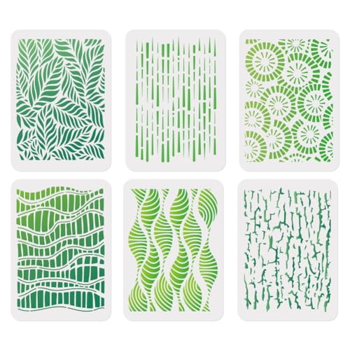 6 Packung Schablonen Mit Abstrakter Geometrie Textur Zum Malen Größe A4 wiederverwendbare Schablonen Aus Kunststoff Mit Blättern Linien Zum Malen Auf Holz Wänden Böden DIY Heimdekor Bastelschablone 6 Packung Schablonen Mit Abstrakter Geometrie Textur Zum Malen Größe A4 wiederverwendbare Schablonen Aus Kunststoff Mit Blättern Linien Zum Malen Auf Holz Wänden Böden DIY Heimdekor Bastelschablone von DOODLREAM