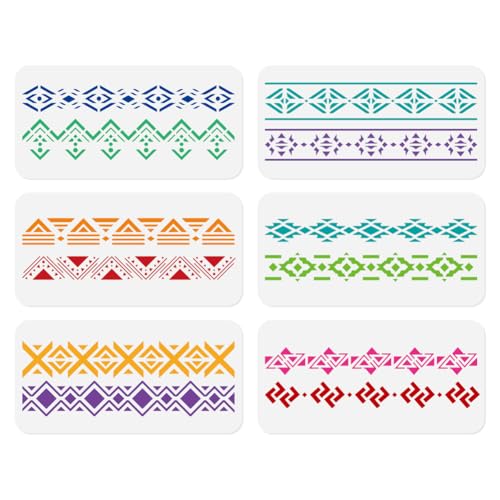 6 x Wandschablone Mit Azteken Bordüre 30 x 15cm Wiederverwendbare Kunststoffschablonen Zum Malen Auf Holz Wänden Bodenfliesen Stoffen Und Glas DIY Heimdekoration 6 x Wandschablone Mit Azteken Bordüre 30 x 15cm Wiederverwendbare Kunststoffschablonen Zum Malen Auf Holz Wänden Bodenfliesen Stoffen Und Glas DIY Heimdekoration von DOODLREAM